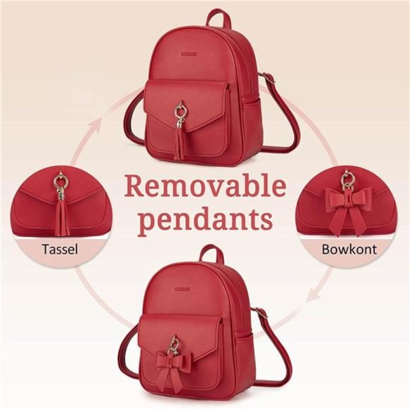 Mini Cute Bowknot Small Backpack Purse Girls Leather Bookbag for Women main image 6